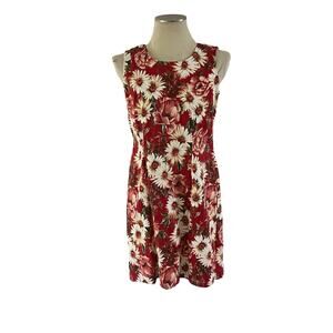 Vtg Retro Red Floral Daisy Print Tank Mini Dress Wmn’s 10 Y2K 90s Cottagecore
